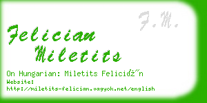 felician miletits business card